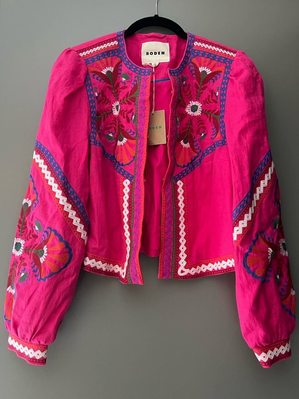 Boden Bright Pink Embroidered Top - Picture 2 of 3